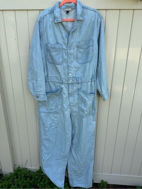 Plus Size 17 Light Wash Denim Jumpsuit / Coverall Gardening Suit